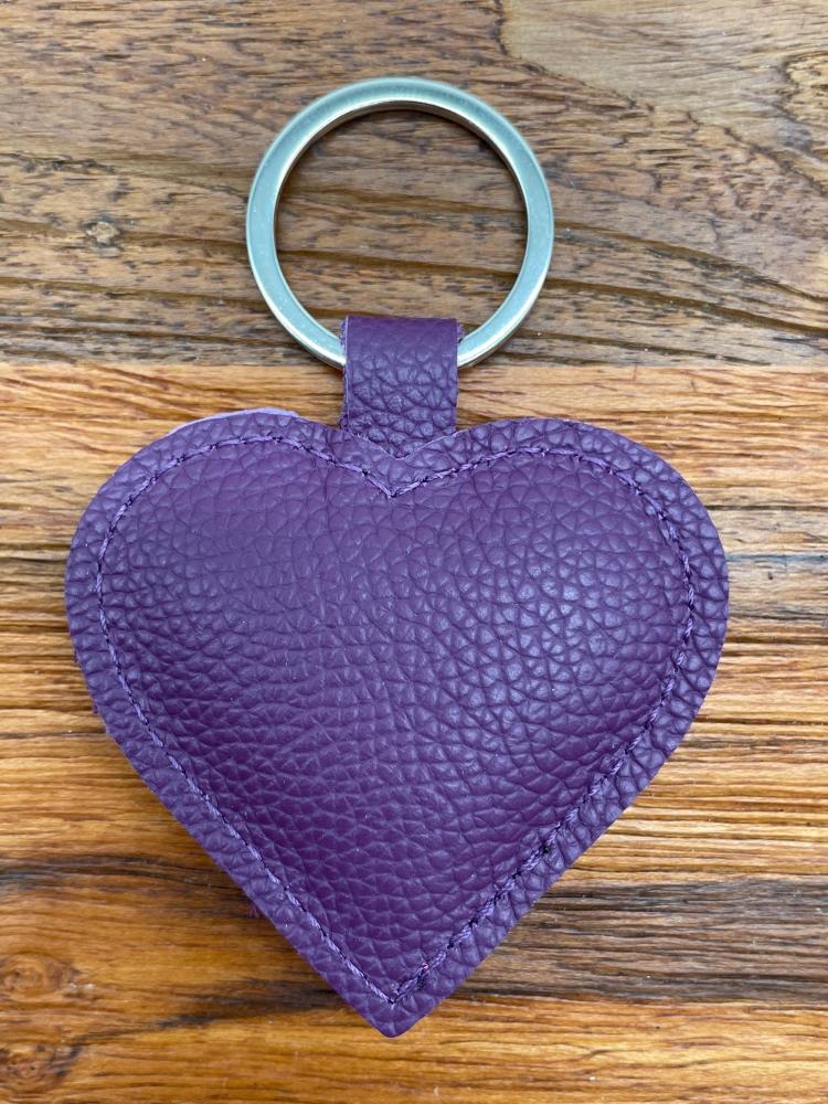 Leder Schlüsselanhänger Herz violett